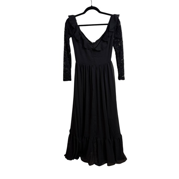 Joyfolie Womens Dress Black XS Gothic Witchy Flowy Artsy Dark Romantic Fairycore - Picture 7 of 12
